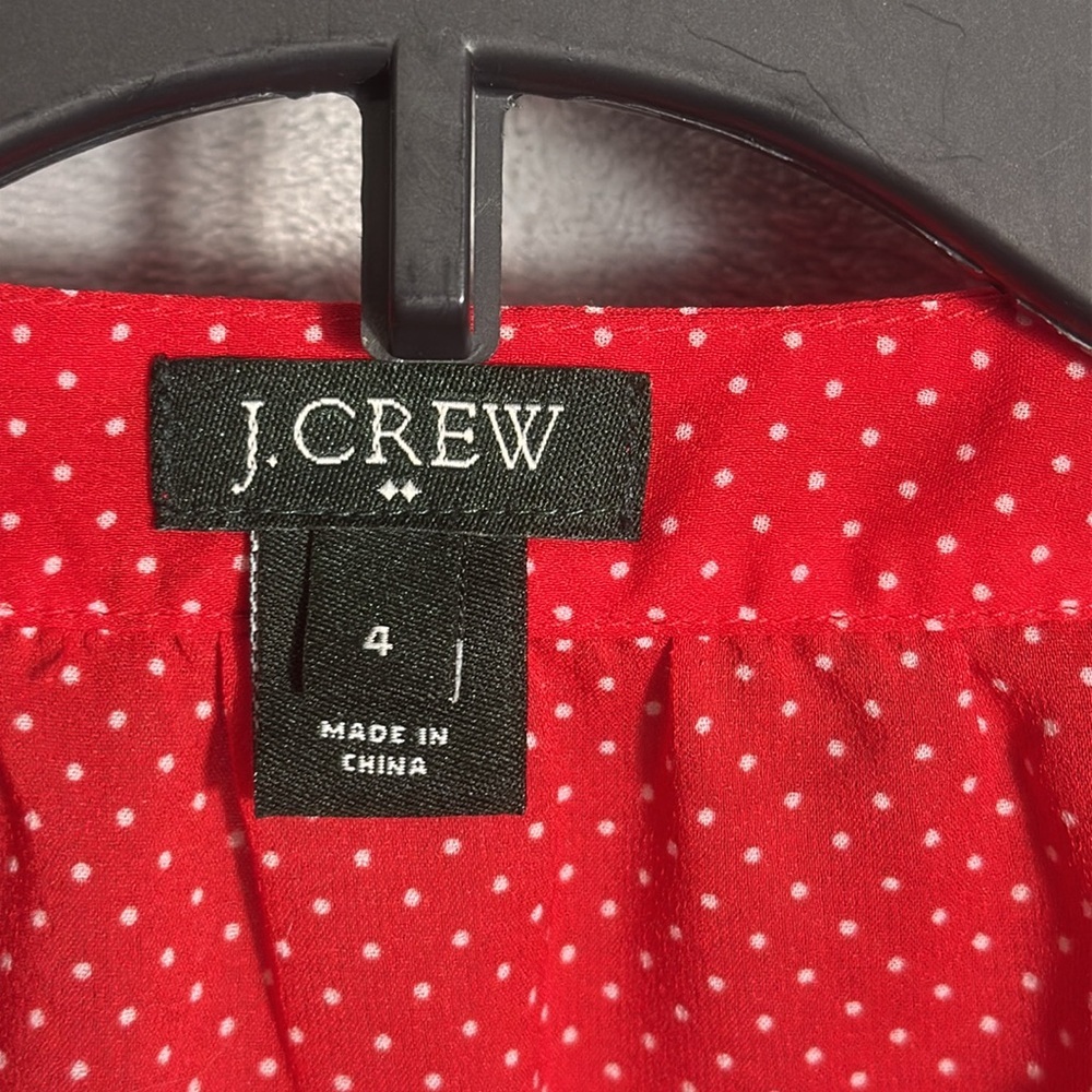 J Crew Red Women's Top polka dot size 4‎ lightweight long sleeved